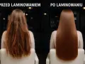 Przed i po laminacji włosów: zniszczone, puszące się włosy stają się gładkie, lśniące i zdrowe.