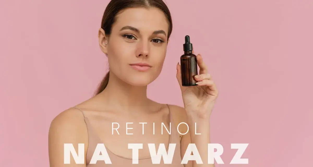 Kobieta z serum z retinolem. Uważaj na retinol efekty uboczne, stosuj ostrożnie.