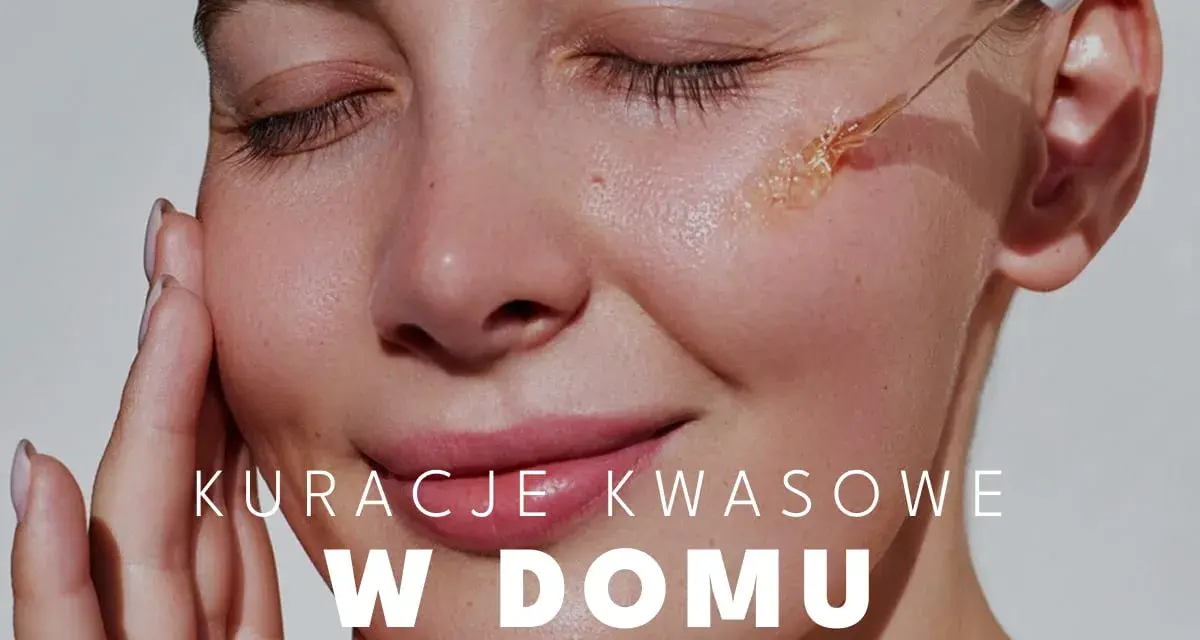 Kwasowy peeling w domu: delikatna pielęgnacja dla promiennej cery. Kropelka serum na policzku.
