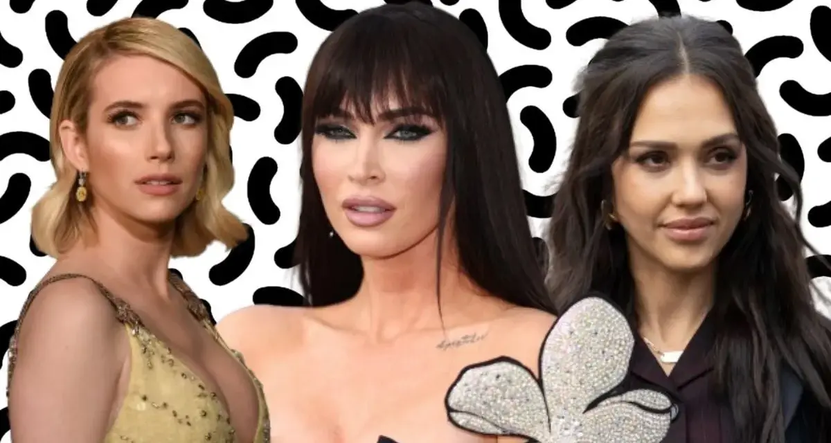 Emma Roberts, Megan Fox i Jessica Alba prezentują fryzury dla twarzy pociągłej szczupłej.