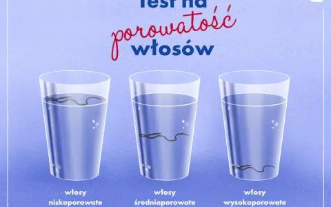 Test na porowatość włosów: włosy nisko-, średnio- i wysokoporowate w szklankach z wodą pokazują, jak szybko toną.