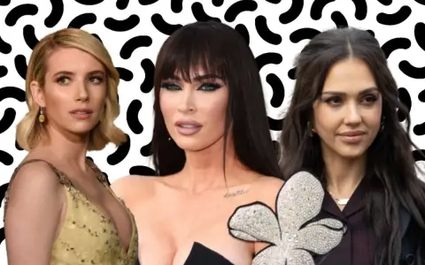 Emma Roberts, Megan Fox i Jessica Alba prezentują fryzury dla twarzy pociągłej szczupłej.