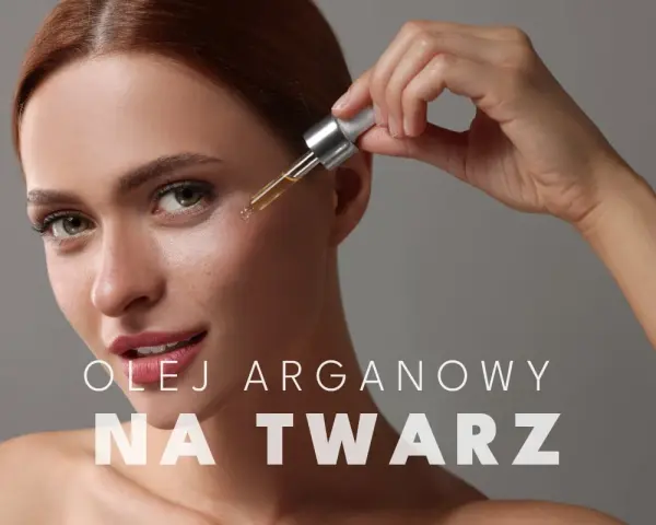 Kobieta aplikuje kroplę olejku arganowego na twarz. Delikatna pielęgnacja dla promiennej cery.