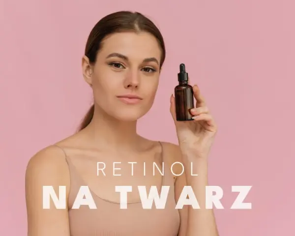 Kobieta z serum z retinolem. Uważaj na retinol efekty uboczne, stosuj ostrożnie.