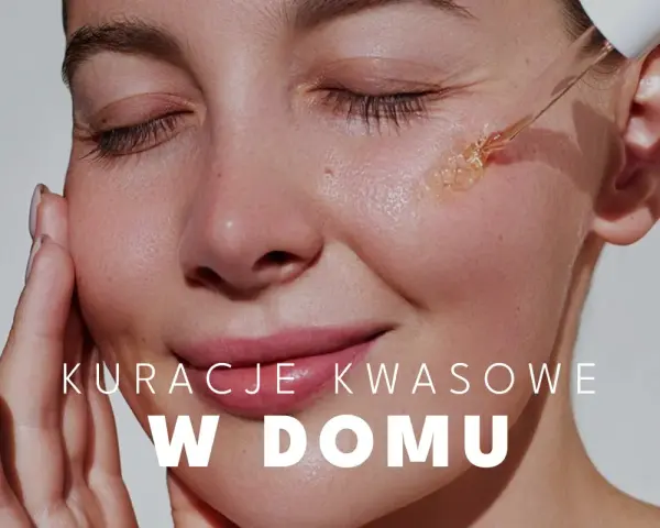 Kwasowy peeling w domu: delikatna pielęgnacja dla promiennej cery. Kropelka serum na policzku.