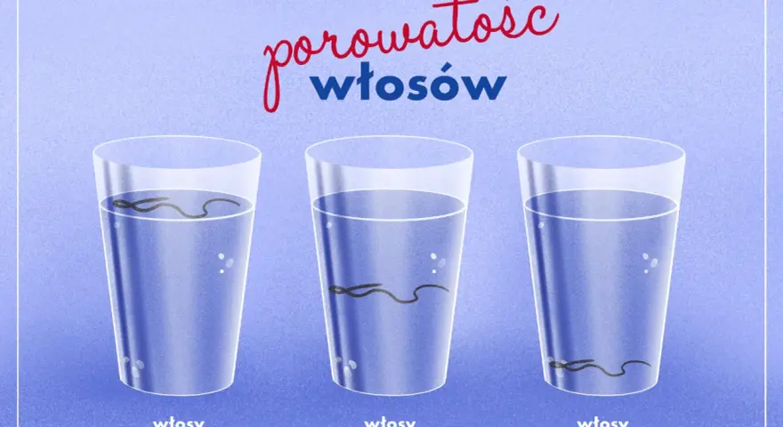 Test na porowatość włosów: włosy nisko-, średnio- i wysokoporowate w szklankach z wodą pokazują, jak szybko toną.