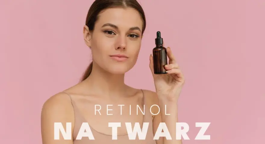Kobieta z serum z retinolem. Uważaj na retinol efekty uboczne, stosuj ostrożnie.