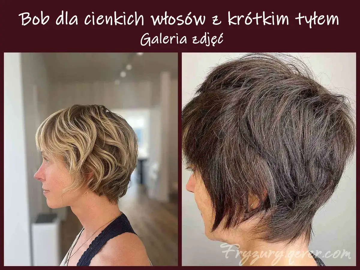 Dwie kobiety z fryzurą bob. Jedna ma blond włosy, druga ciemne. Obie mają kr&oacute;tki tył.